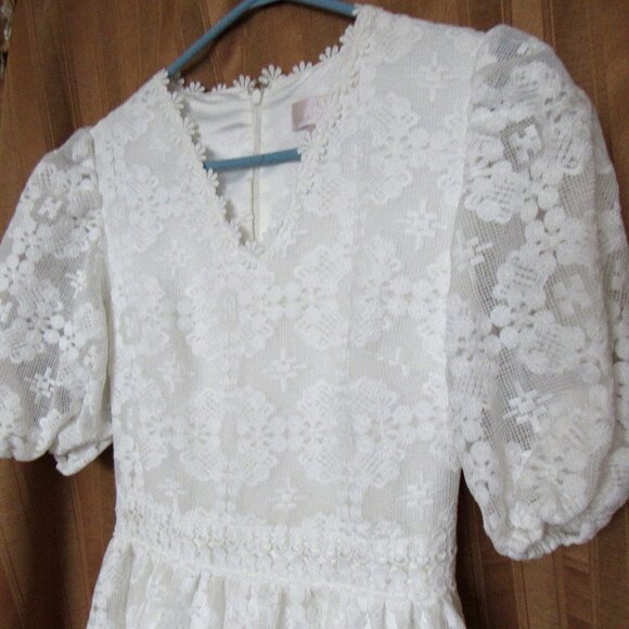 Rachel Parcell White Ruffle Short Sleeve Dress Size XXS,Lined - Picture 3 of 9